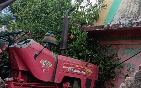 कोरवाडीह में अनियंत्रित हो कर ट्रैक्टर ने  मंदिर में मारी टक्कर, मंदिर क्षतिग्रस्त।ज्यादा तेज गति होने की वजह से घटना हुई