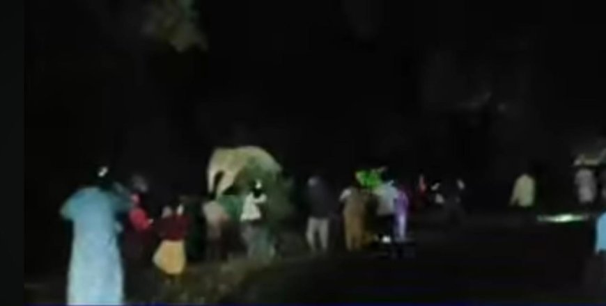 चिनिया चपकली गांव में आधी रात को हाथी ने आधे दर्जनों घरों पर किया हमला ,बाल बाल बच्चे पांच लोग