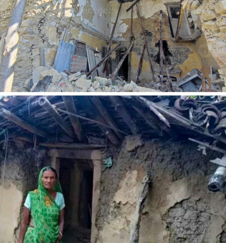 लगातार बारिश होने की वजह से खपरैल की मकान ध्वस्त ,हादसे के वक्त घर में मौजूद थे ,लोग बाल बाल बचे